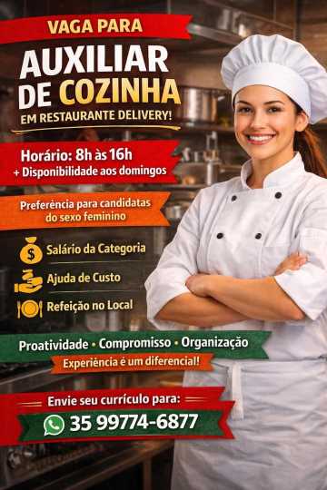 VAGA PARA AUXILIAR DE COZINHA 