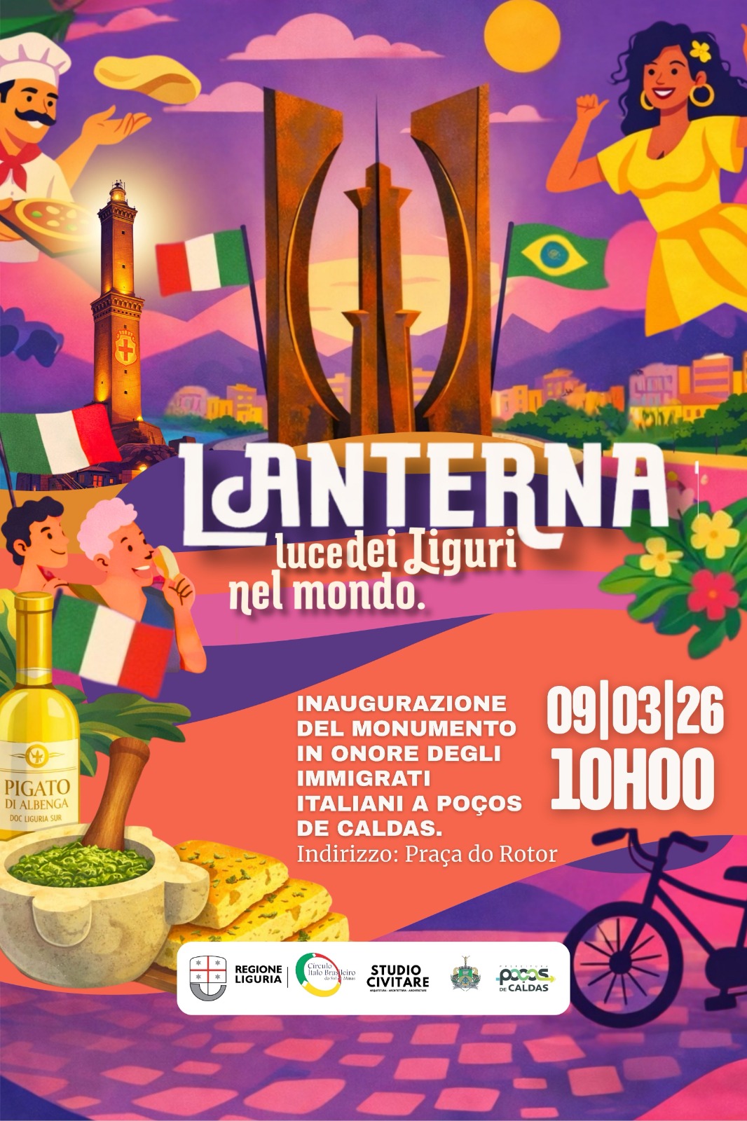 Poços de Caldas inaugura novo monumento que celebra a força da imigração italiana