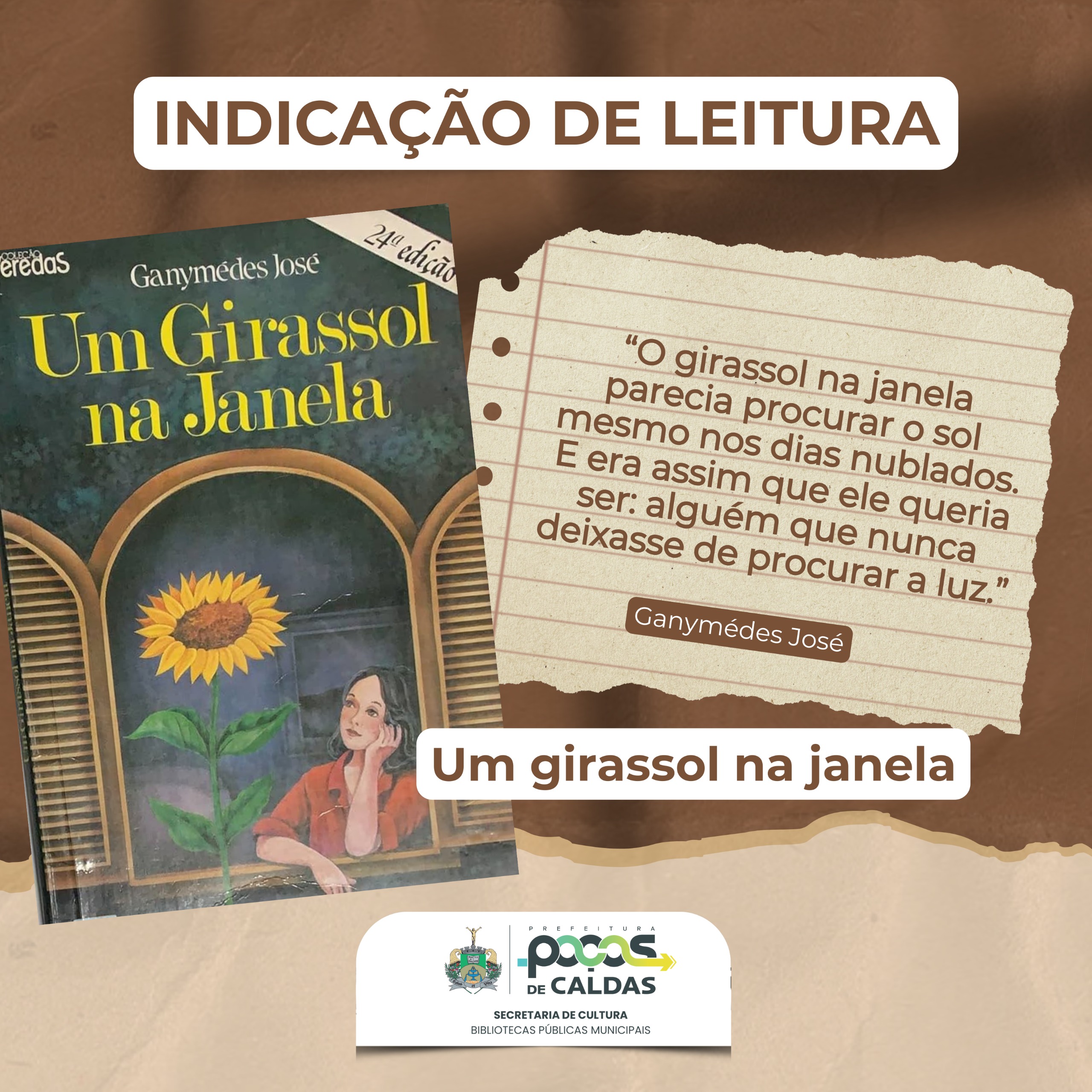Bibliotecas indicam Um Girassol na Janela: uma história sobre amizade, sensibilidade e esperança