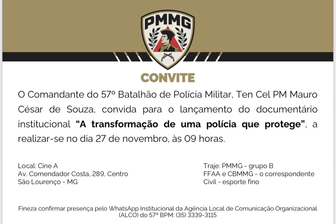 57º BPM lança documentário institucional sobre a transformação da Polícia Militar de Minas Gerais