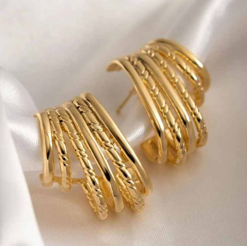 Brincos Argola Multistrap Dourada